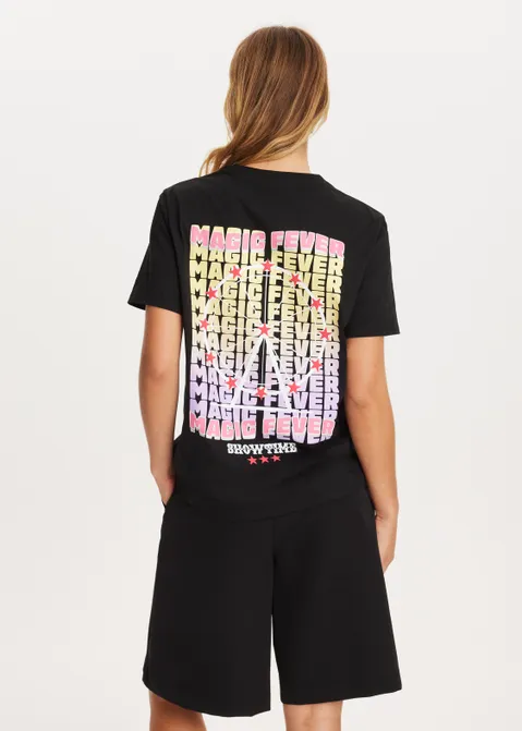T-shirt met print magic fever zwart (ZWART)