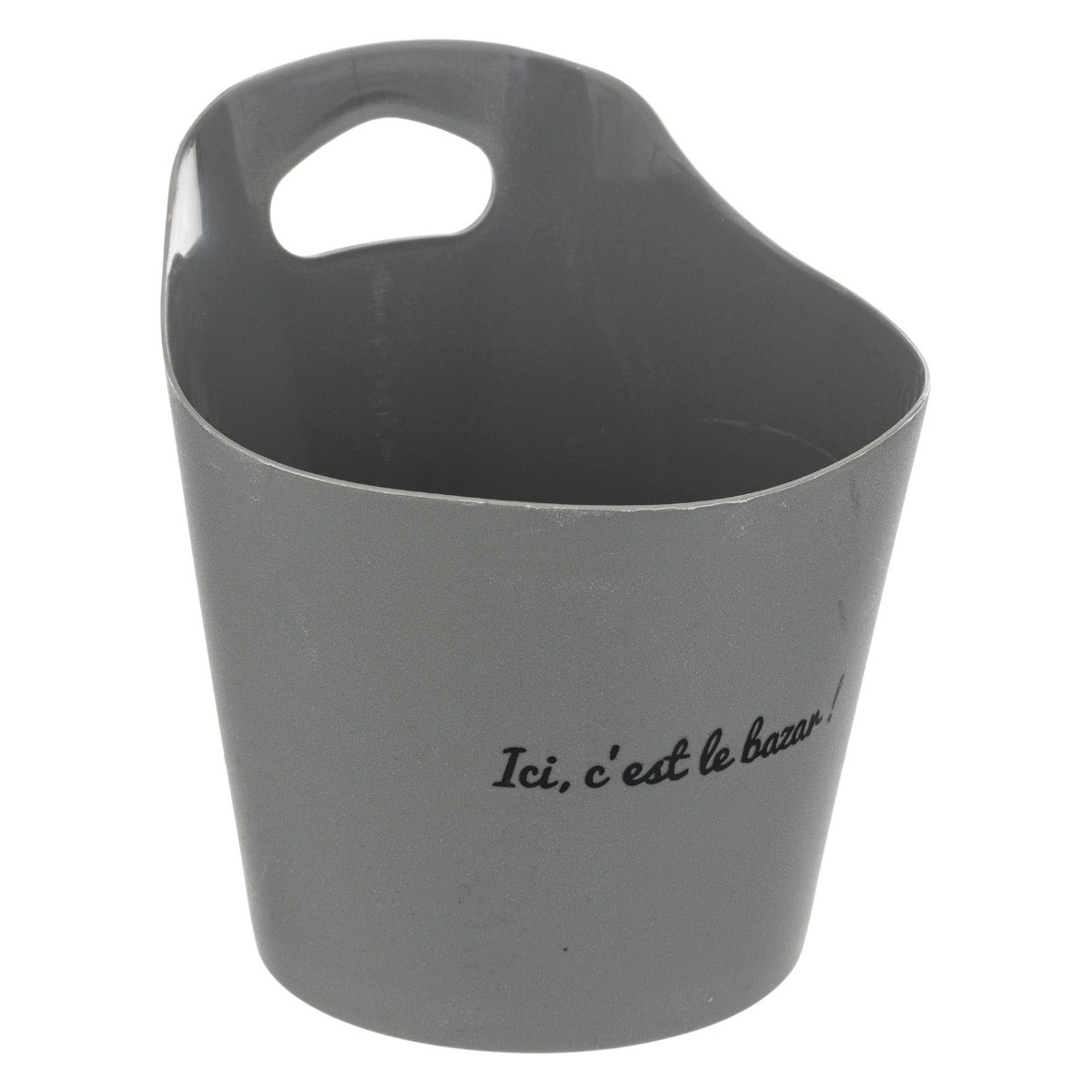 Panier multi usages rond en plastique gris 14x16.5cm