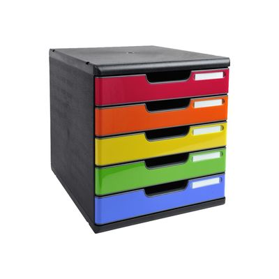 Exacompta Modulo - Module de classement 5 tiroirs - noir/arlequin brillant