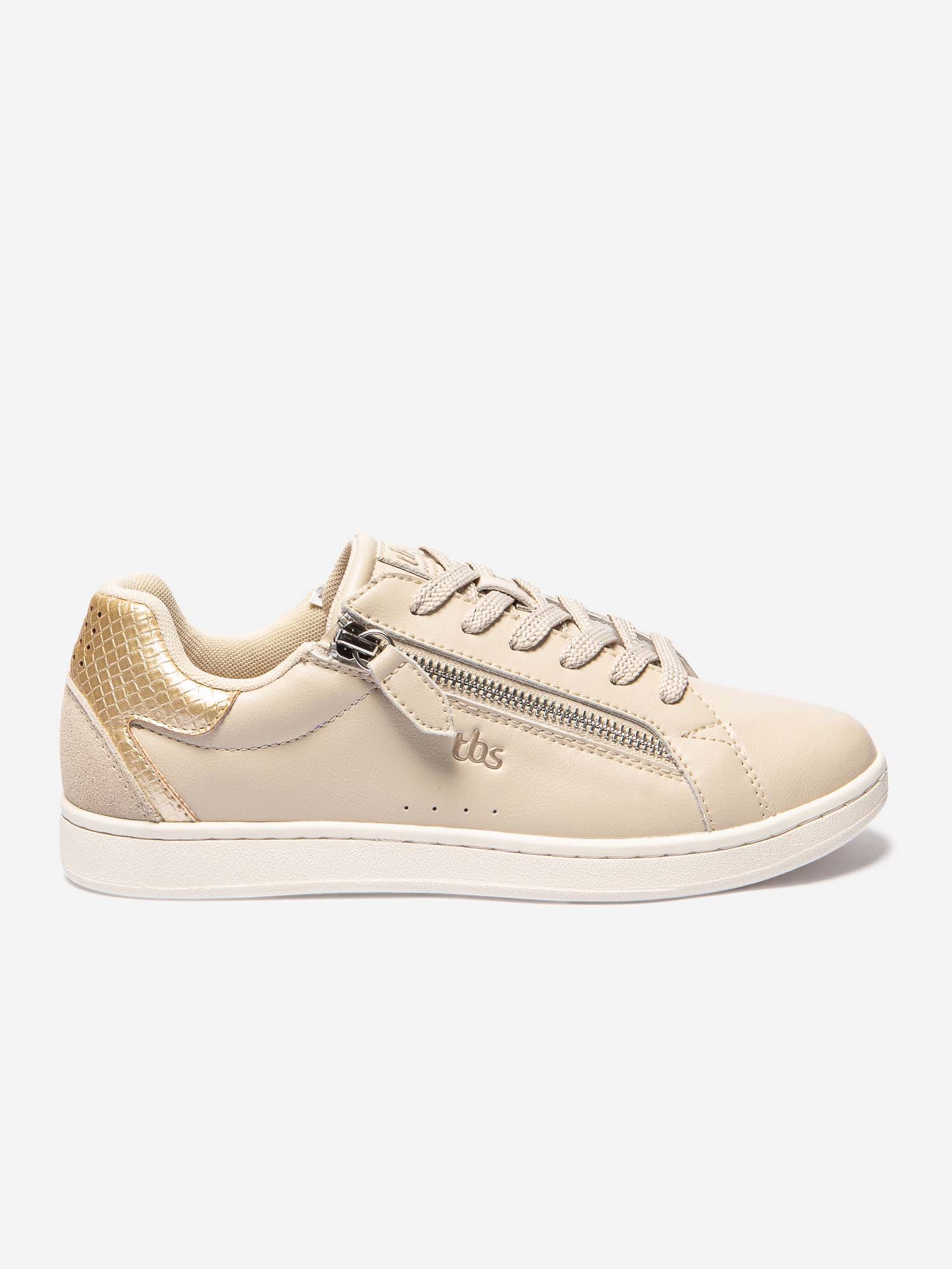 Tennis Femme Zip Latéral Beige