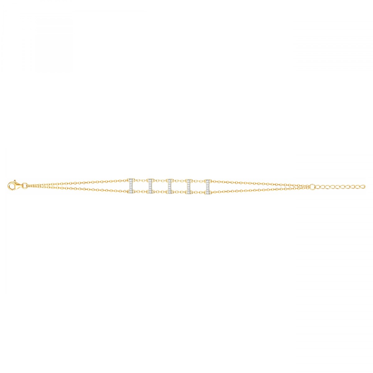 Bracelet souple en Plaqué Or avec oxyde de zirconium blanc