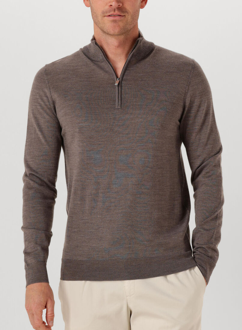 bruine profuomo trui pullover half zip merino