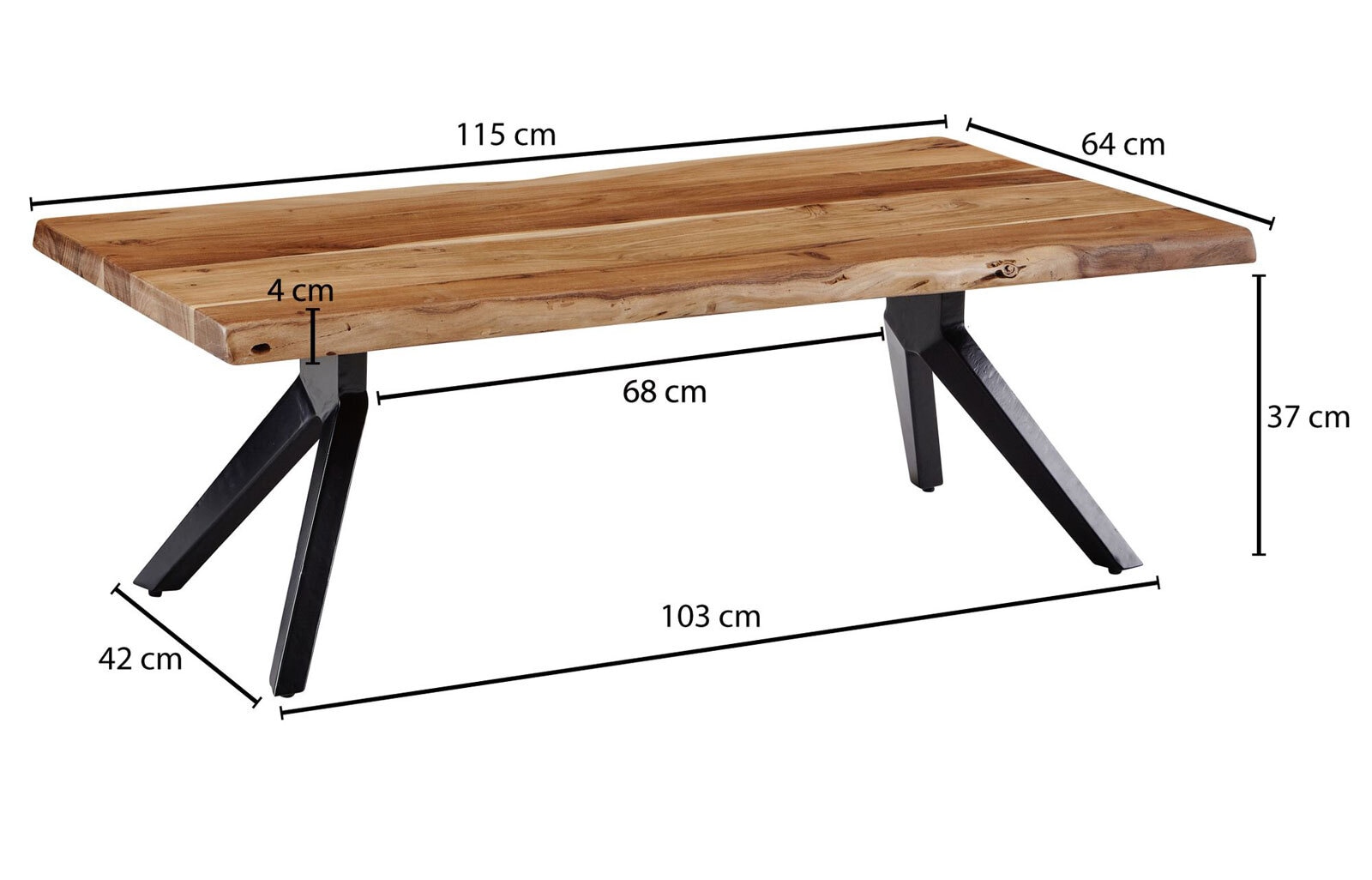 Couchtisch 115 x 64 cm Akazie massiv