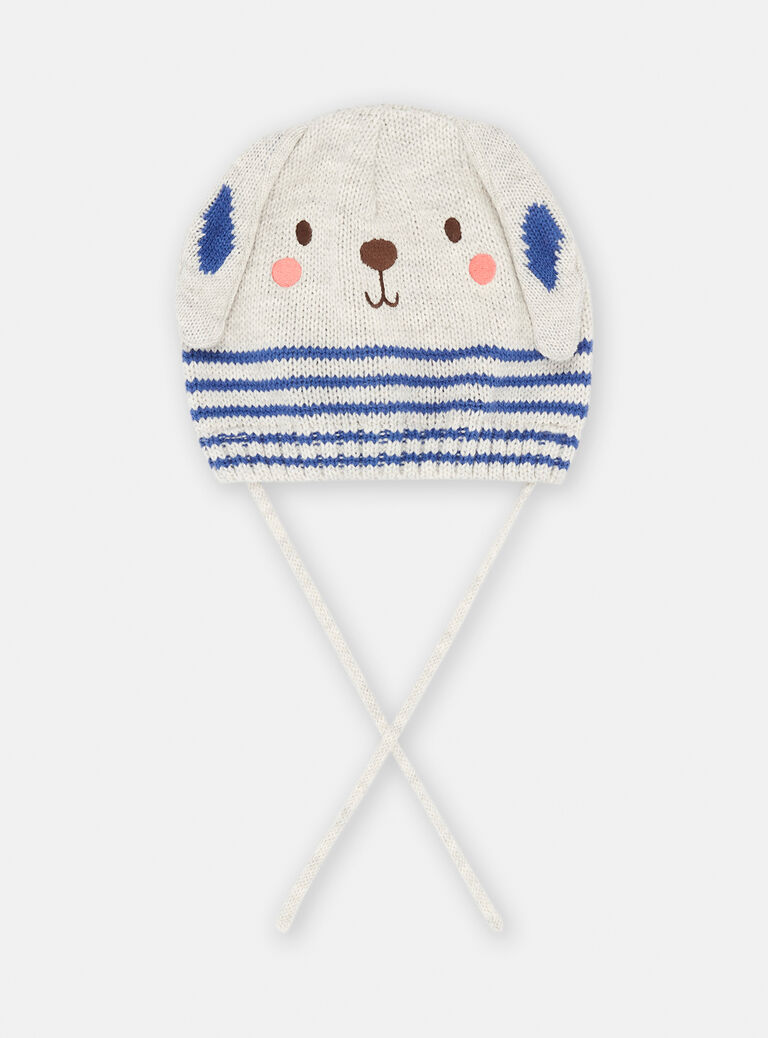 Bonnet gris chiné lapin pour bébé garçon