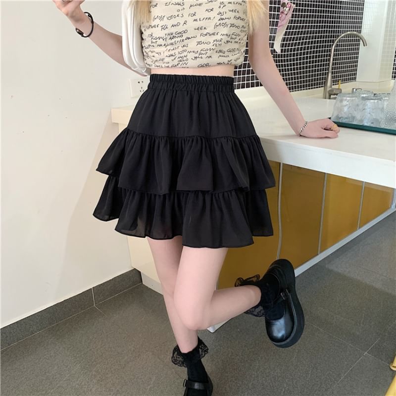 Ukiyo - Effen mini A-lijn rok met elastische taille