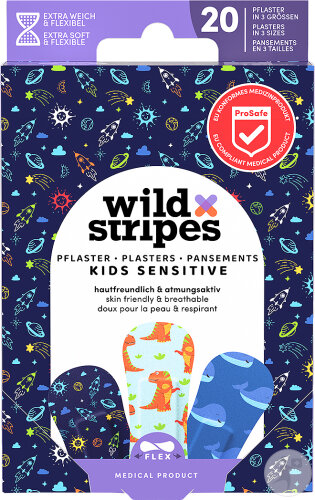 Wild Stripes Kids Sensitive Pansements En 3 Tailles Space 20 Pansements