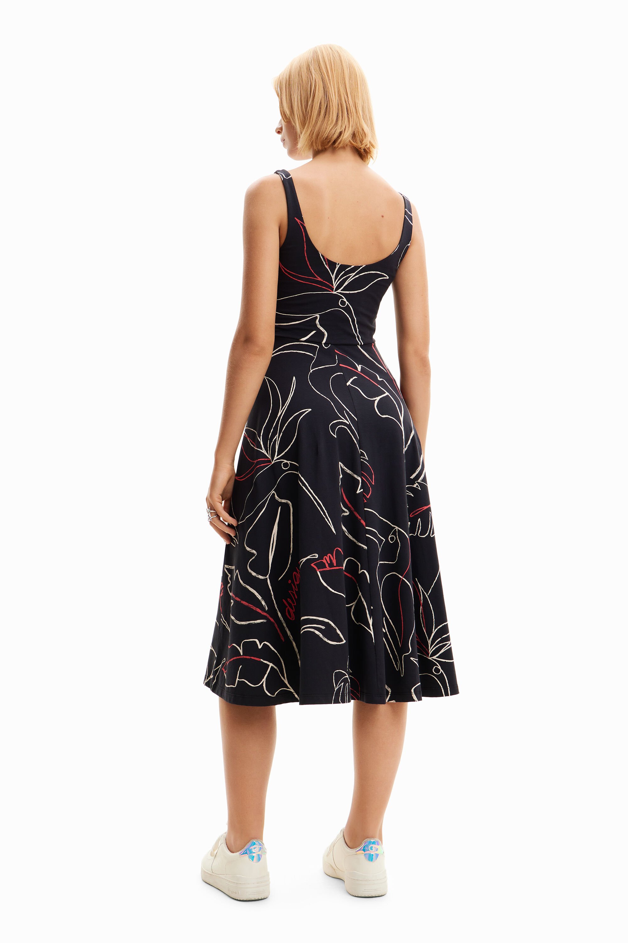 Robe bretelles maille tropicale