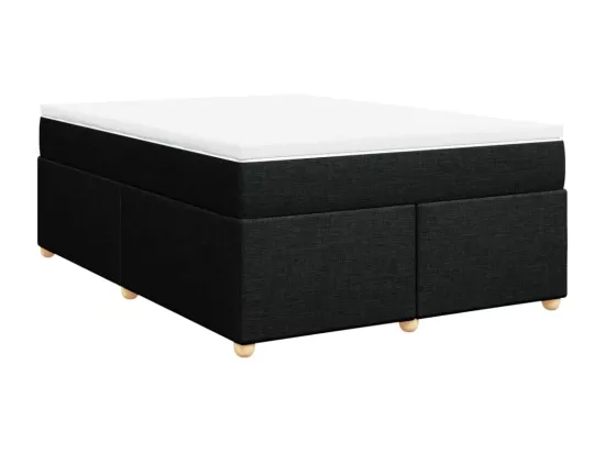 Sommier à lattes de lit avec matelas Noir 160x200 cm Tissu