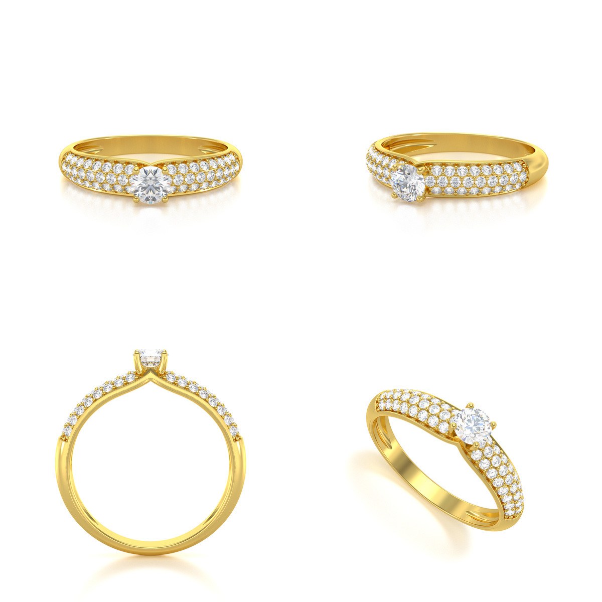 Bague ADEN Or 750 Jaune Diamants 1.978grs