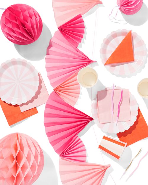 assiette à gâteau rose clair rayée lot de 8
