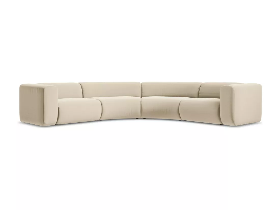 Canapé d'angle modulable en velours - beige clair - EKAHI