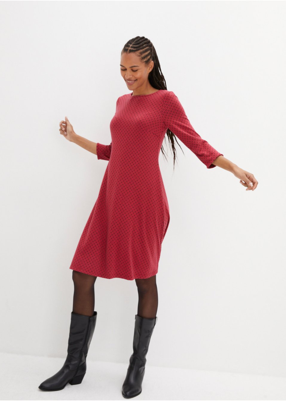 Robe Punto di Roma avec motif jacquard, longueur genou