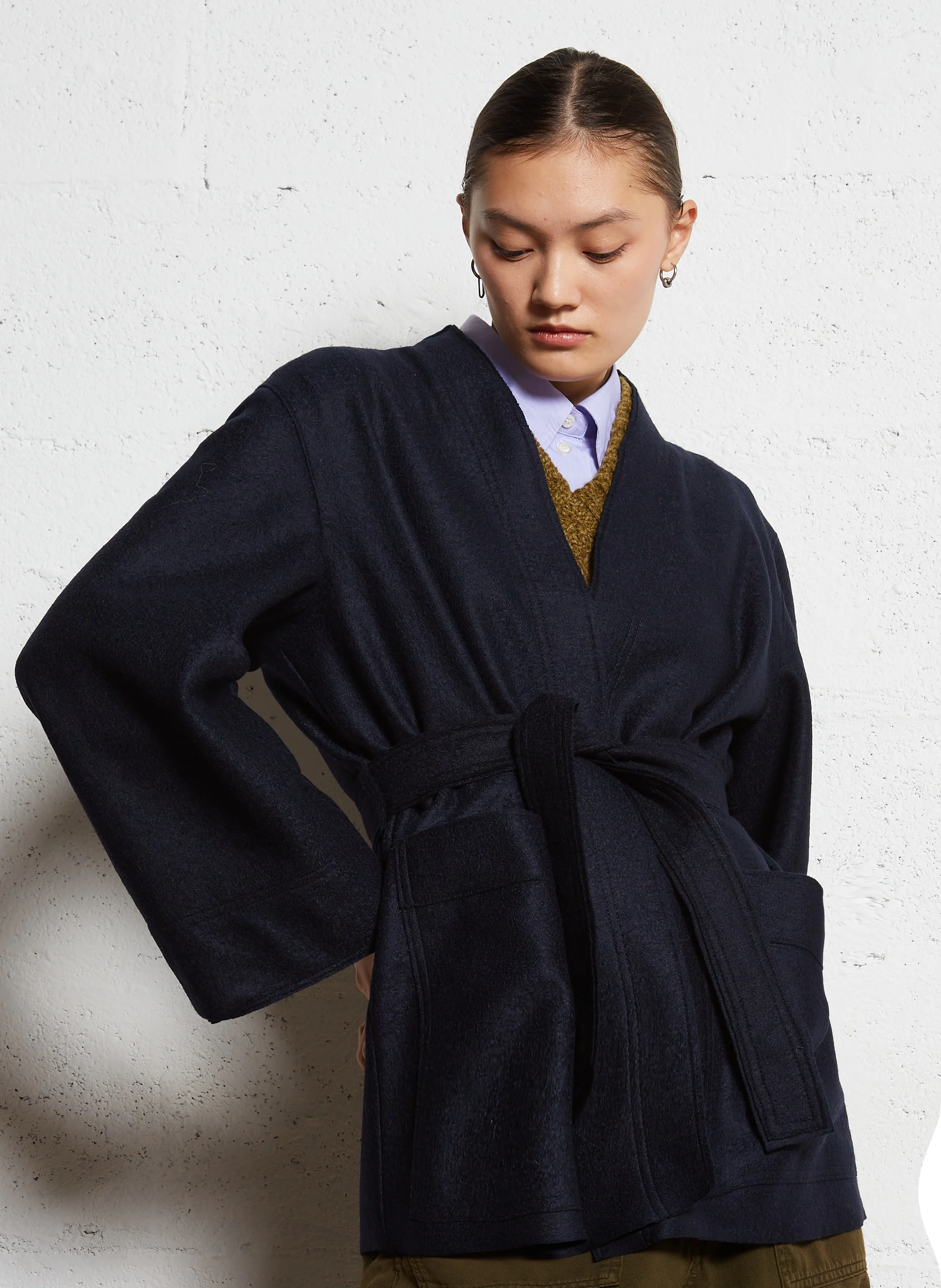 BALME - Kimono en laine vierge | Bleu