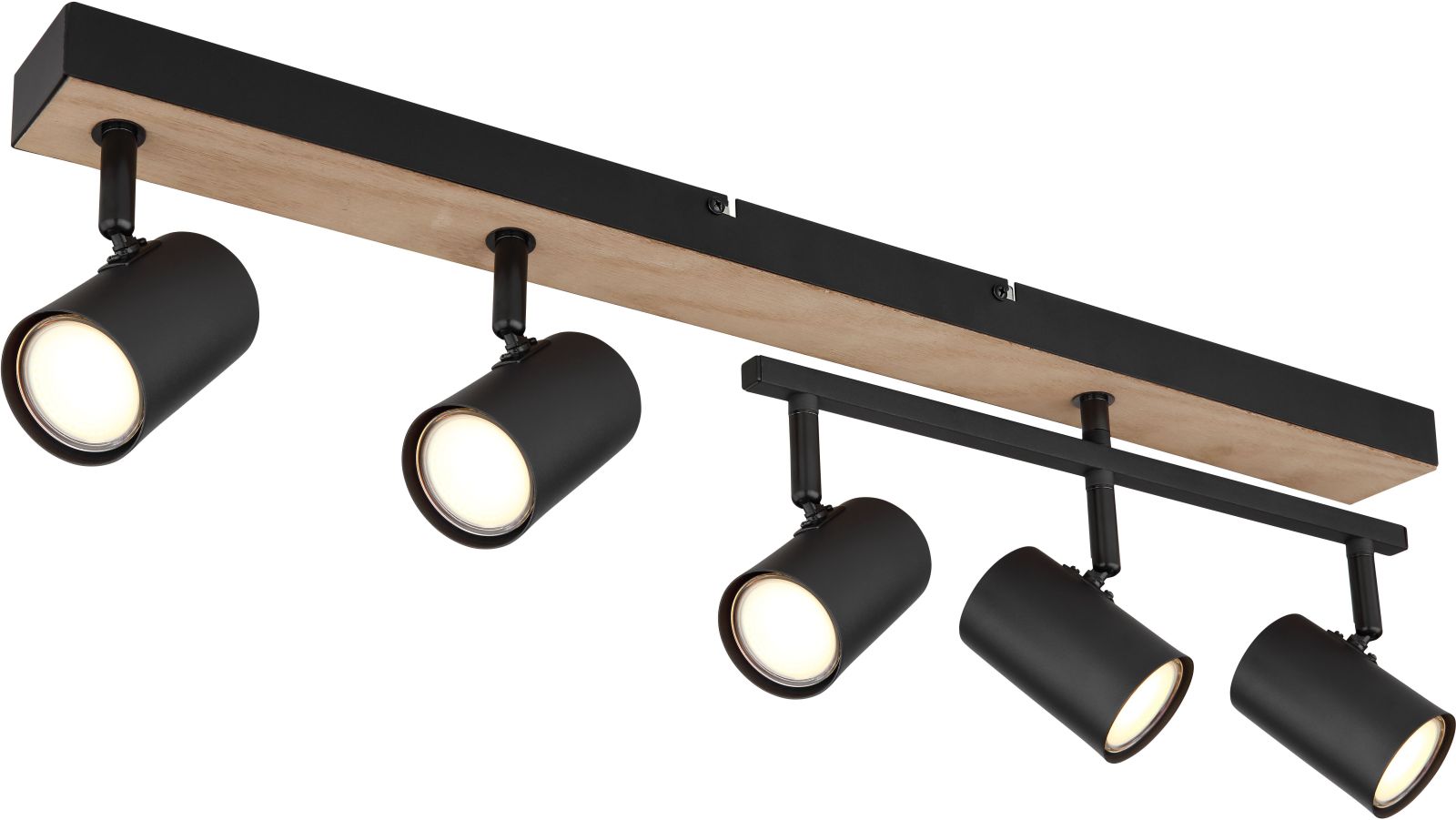 Deckenstrahler - schwarz-matt - Holzoptik - beweglich - 70 cm