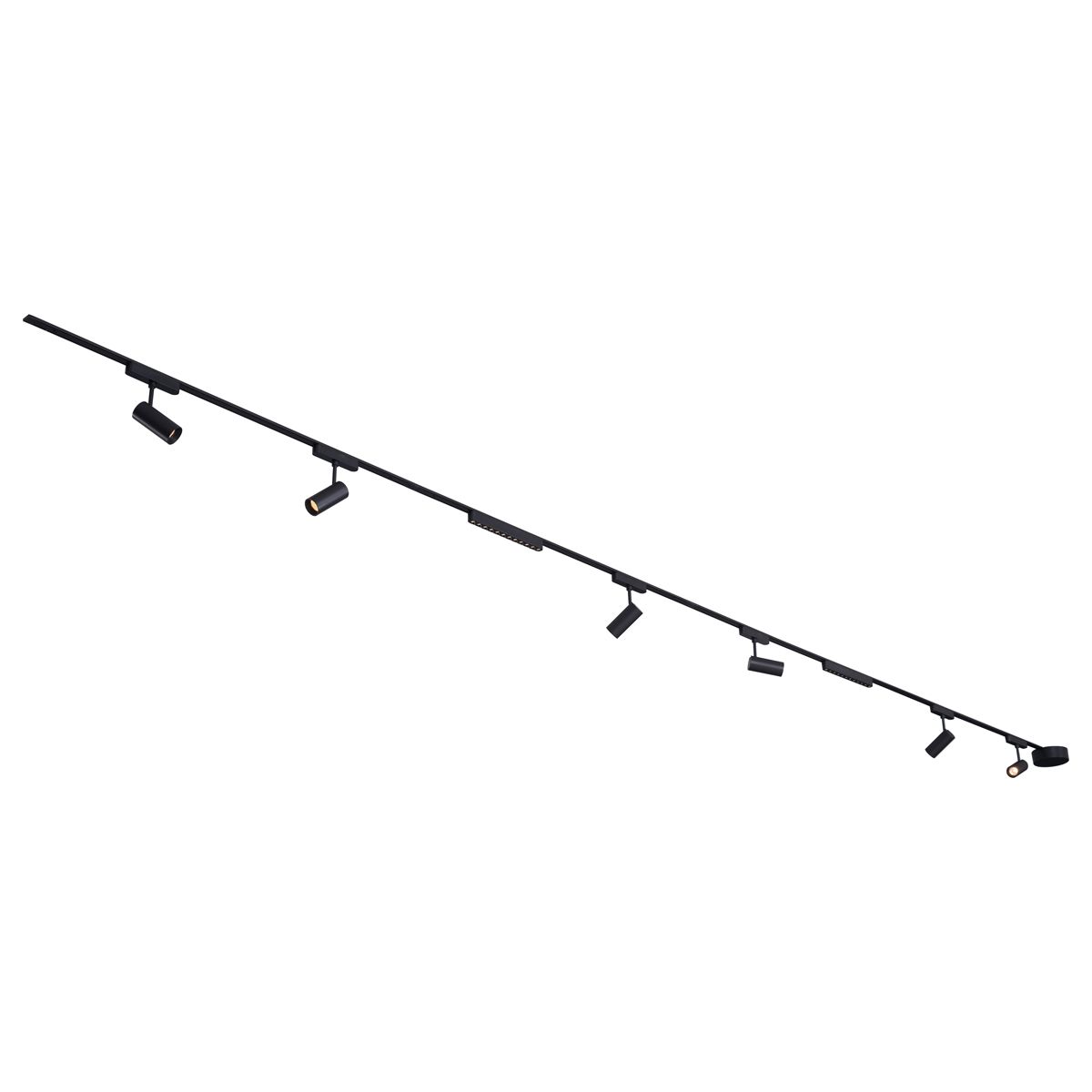 Railsysteem met 6 spots en 2 plafondlampen zwart 1-fase - Magnetic Gert Puntua