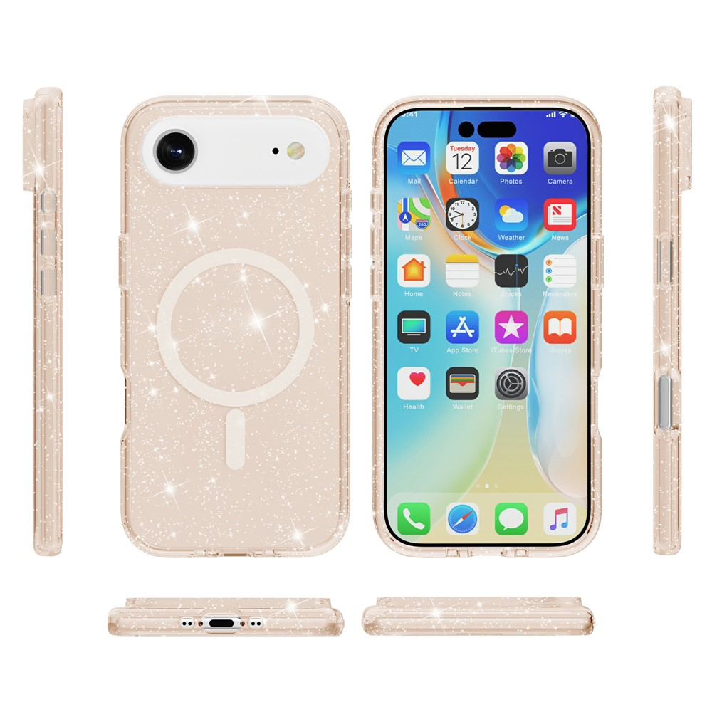 iPhone Air MagSafe Hybrid Hardcase Schutzhülle im Glitzer Design - Gold / Transparent