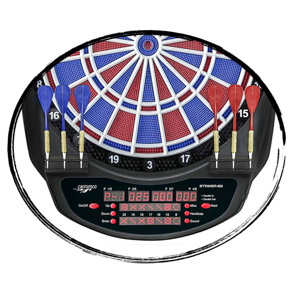 Carromco Elektronik Dartboard Striker-601, Mit Adapter, 2-Loch Abstand