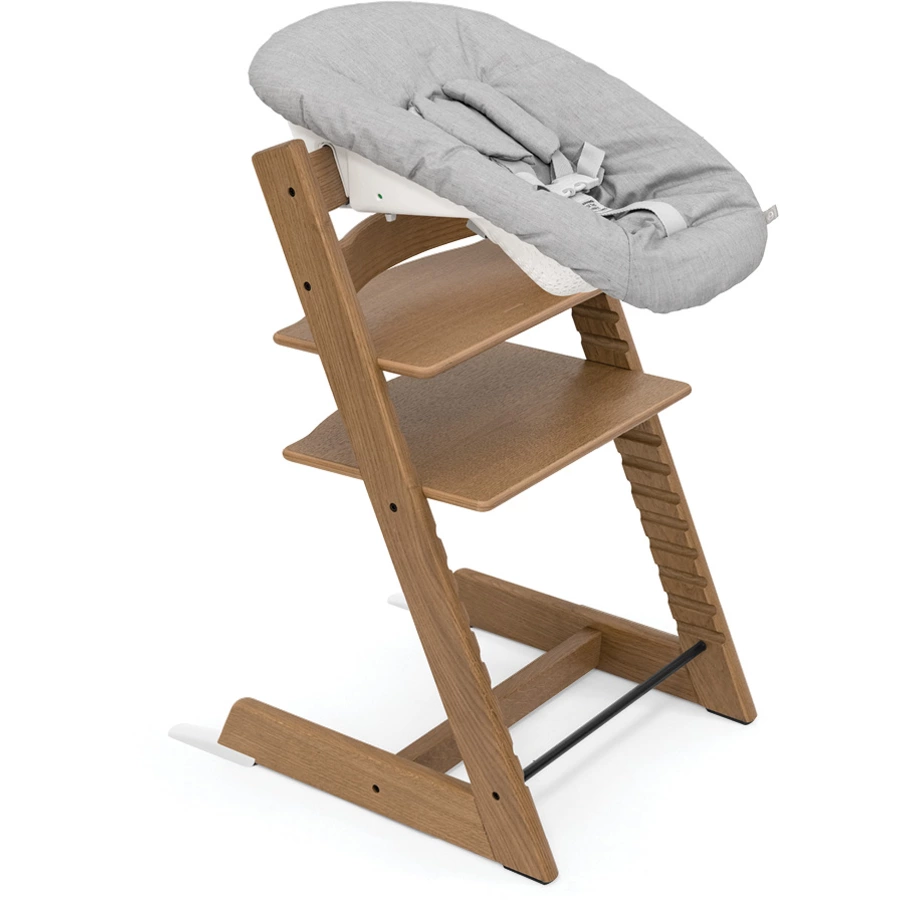 STOKKE® Mega Tripp Trapp® Set Hochstuhl Oak Brown inkl. Newborn Set™ Grey und Baby Set Hazy Grey