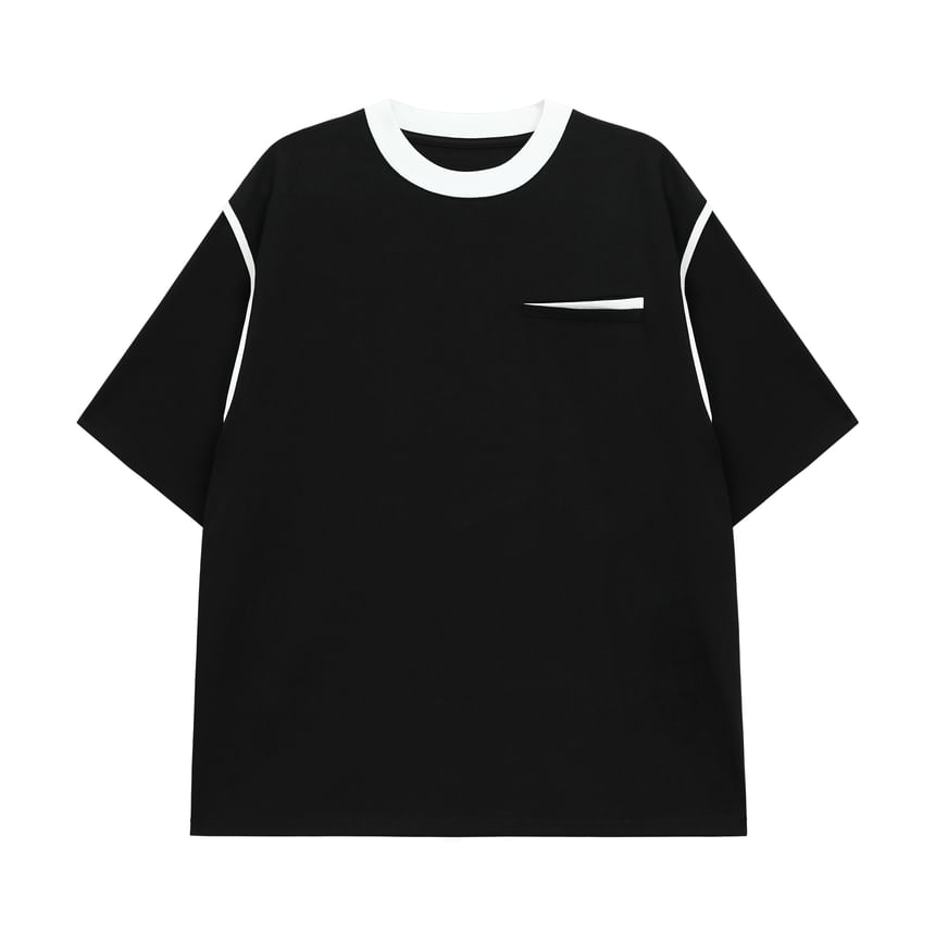 CHIC ERRO - T-shirt met korte mouwen, ronde hals en tweekleurig paneel
