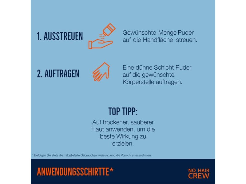No Hair Crew Körperpuder Dry & Fresh 100 g Talkumfreies Puder für den Intimbereich für ein trockenes frisches Hautgefühl