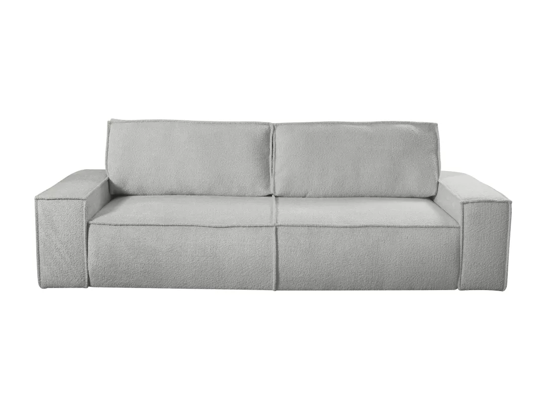 Canapé 4 places convertible en tissu bouclette gris AMELIA