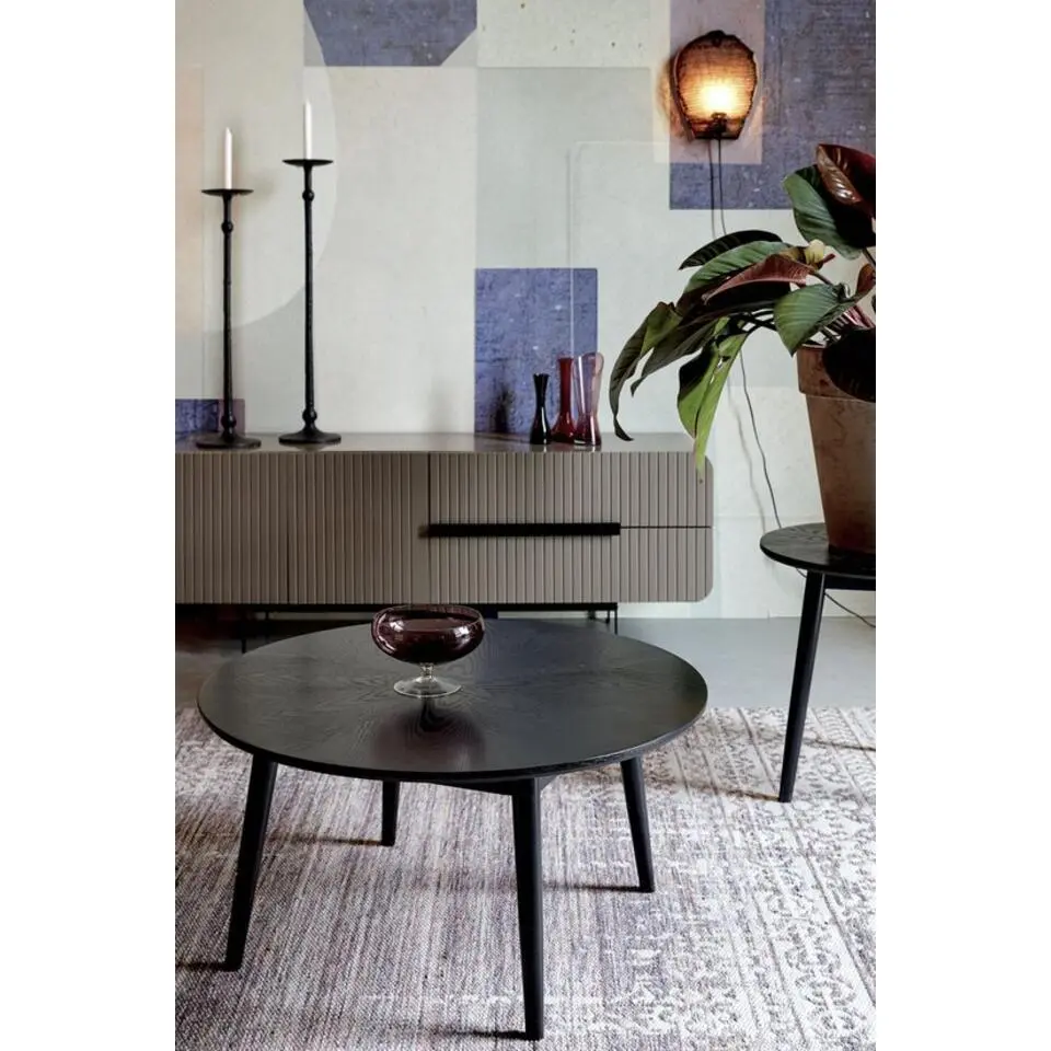 Housecraft Fabio Salontafel Rond Hout 80x80 cm Zwart