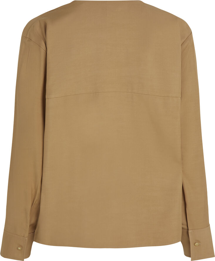 Tommy Hilfiger FLUID VISCOSE V-NECK RLXD BLOUSE Classic khaki