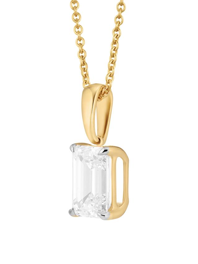 Brillant-Anhänger & Kette, 2.0 ct., Emerald-Cut, LG, Gold 585