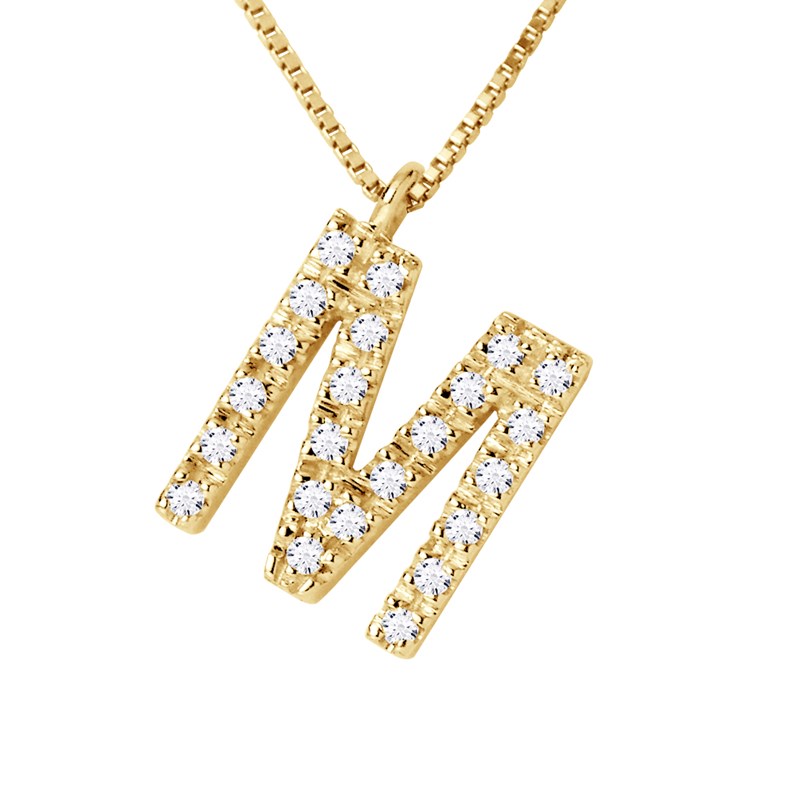 Collier ALPHABET Diamants 0,12 Cts  LETTRE 