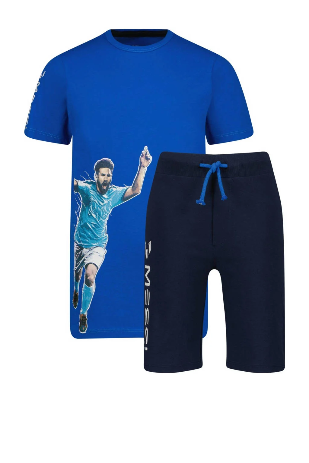 Messi shortama Goal met printopdruk hardblauw/donkerblauw
