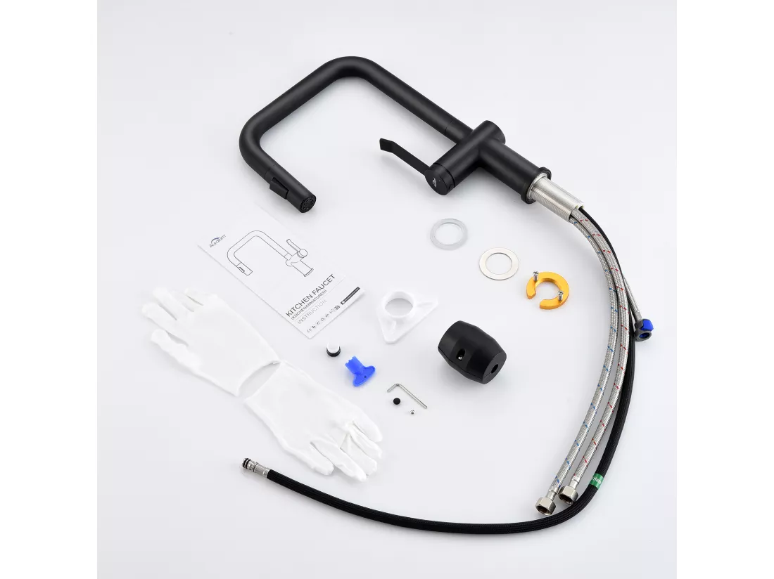 AURALUM MAX Robinet Cuisine Douchette,Mitigeur Cuisine avec Douchette Extractible,Robinetterie Cuisine 2 Jets,Rotatif à 360°,2 Modes de Pulvérisation