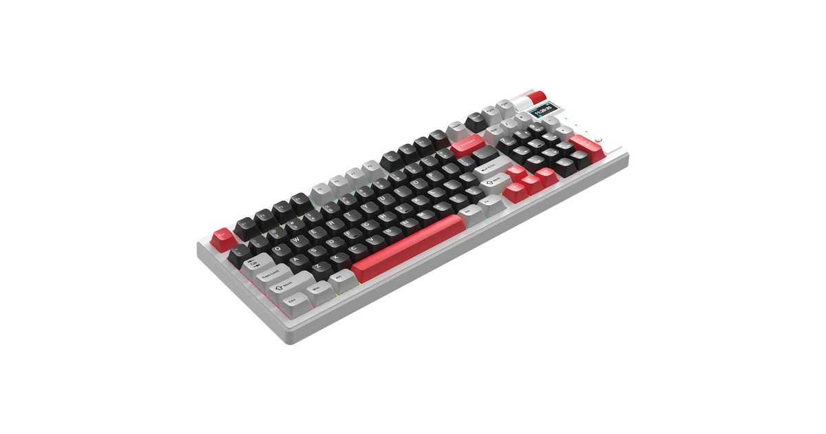 MonkaStorm KG991W, gaming toetsenbord  (Wit, US lay-out, MONKA Violet, PBT, RGB, Hot-Swap, 2.4 GHz / Bluetooth / USB)