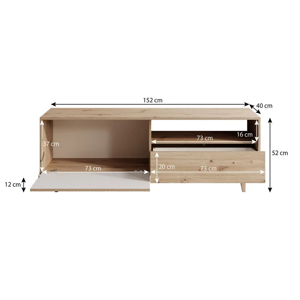Meubella - TV-Meubel Fuzeta - Eiken - 152 cm
