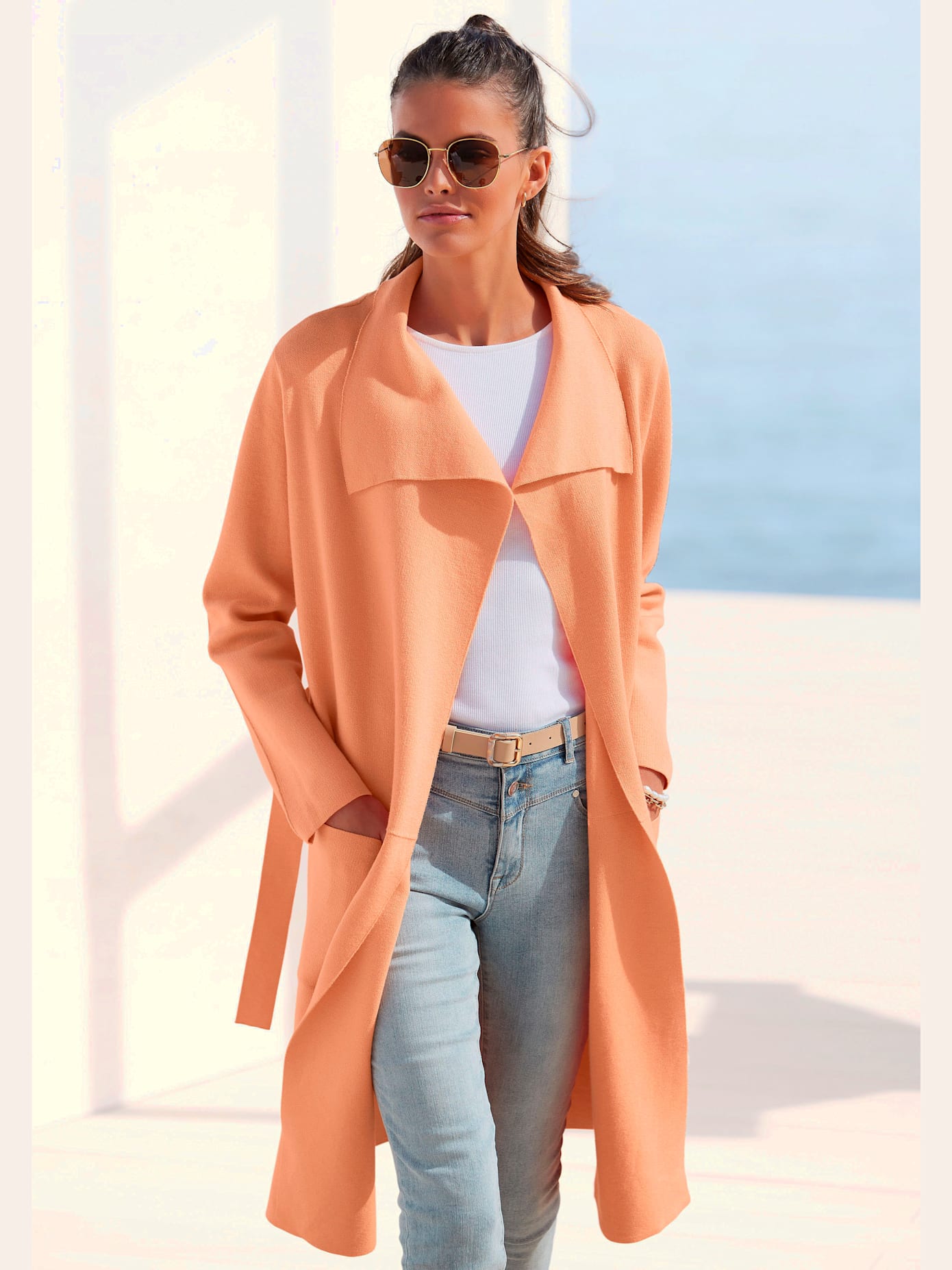 Manteau en tricot forme ouverte sans fermeture