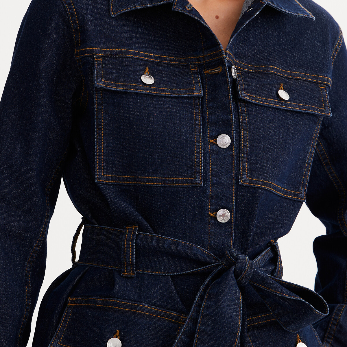 ANNE WEYBURN<br>Colete jeans, modelo reto