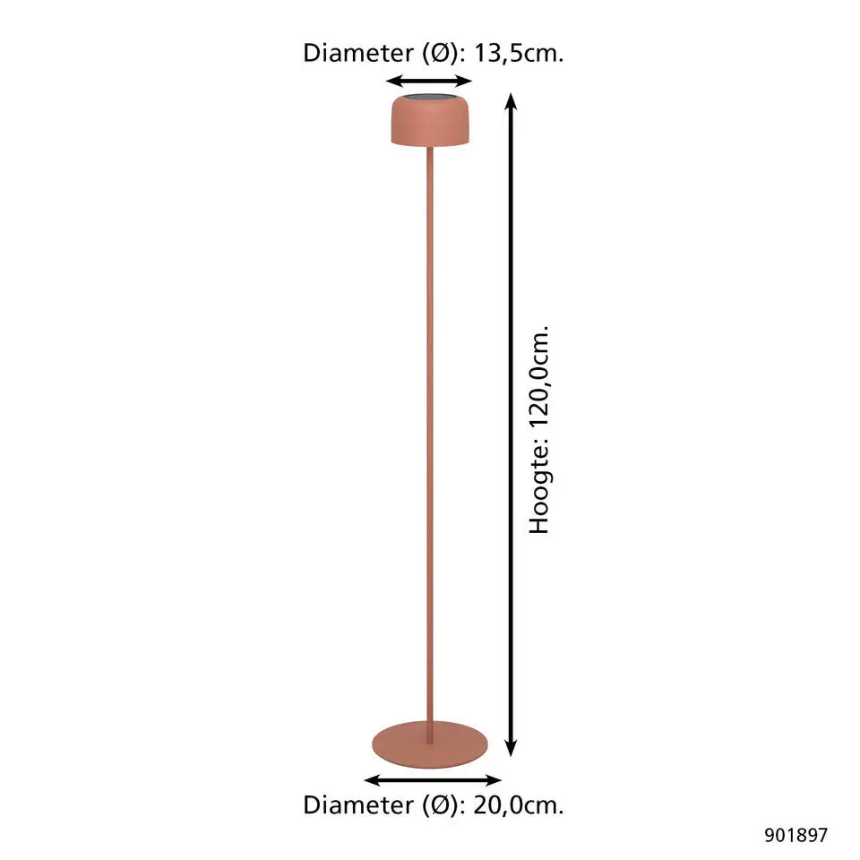 EGLO Roccanova-L Vloerlamp - Solar - 120 cm - Oranje - Oplaadbaar