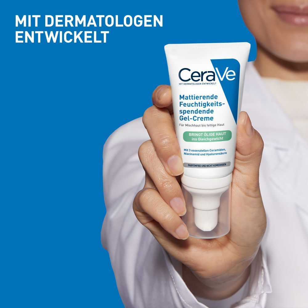 CeraVe Mattierende Feuchtigkeitsspendende Gel-Creme: Spendet Feuchtigkeit und absorbiert überschüssigen Talg bei öliger und fettiger Haut