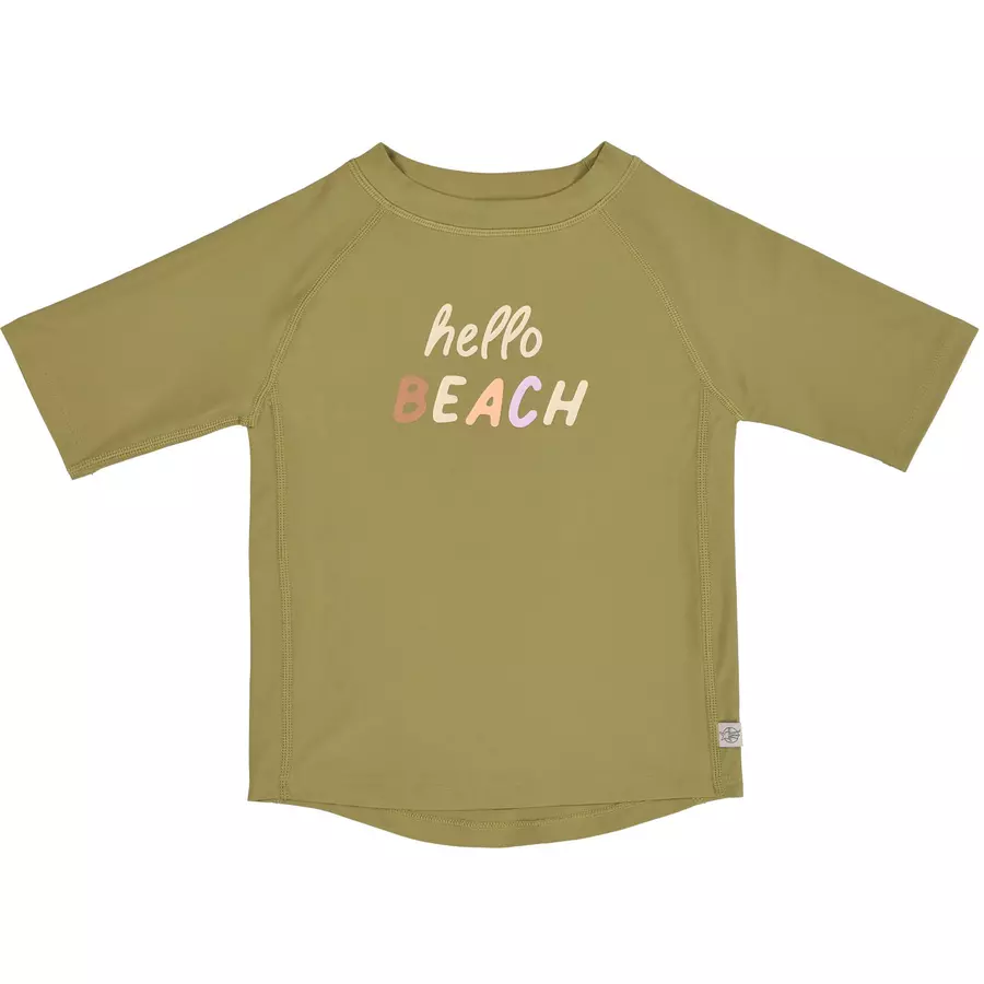 LÄSSIG UV-Kurzarm-Badeshirt Hello Beach Moosgrün