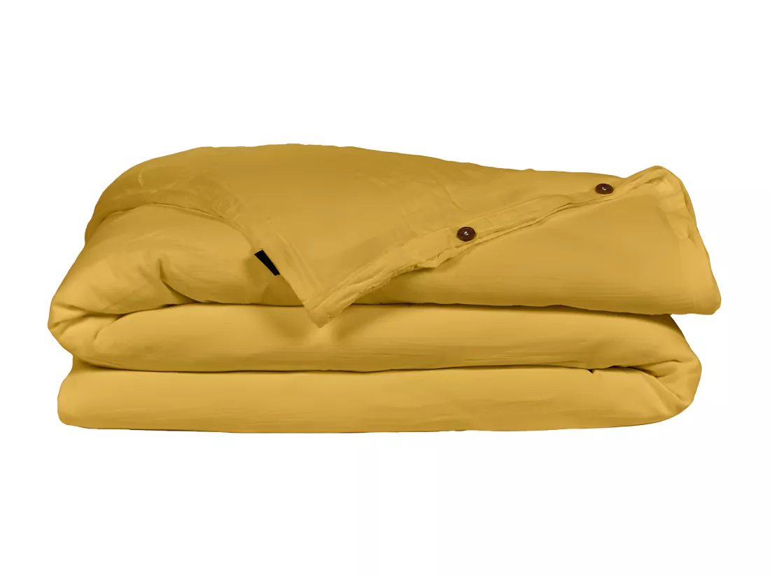 Housse de couette gaze de coton double 200 x 200 cm jaune - PEPA 2