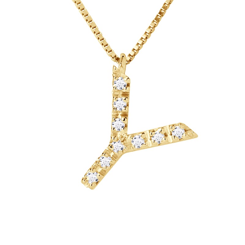 Collier ALPHABET Diamants 0,05 Cts  LETTRE 