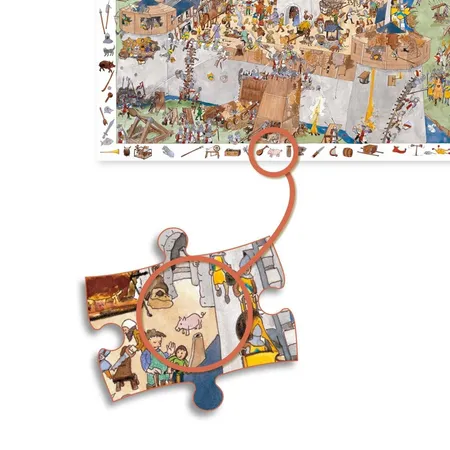 Djeco Wimmelpuzzle: Die Burg, 100 Teile