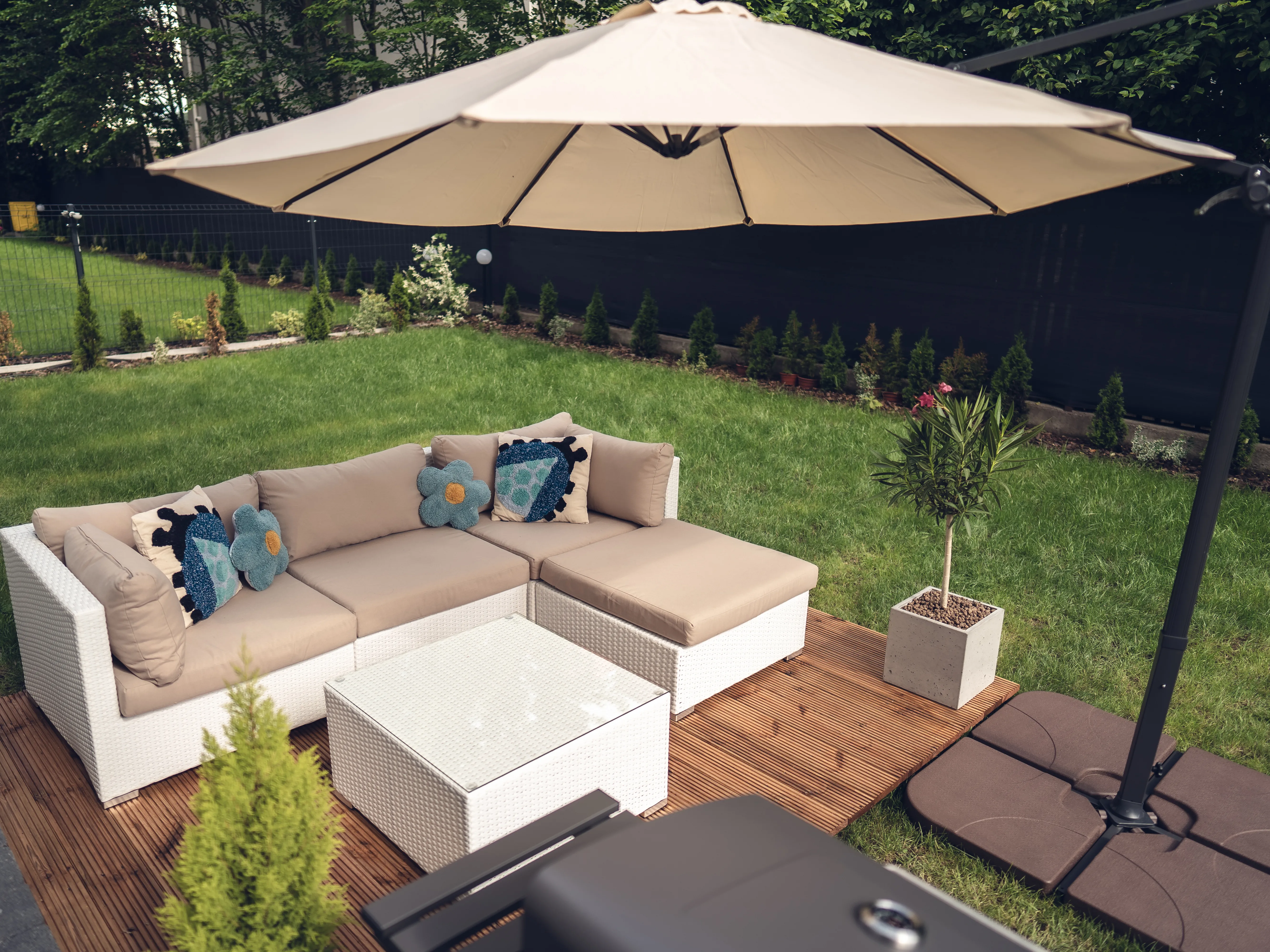 Tuin hoekloungeset met tafel 4-zits SANO linkszijdig modulair PE rotan Wit