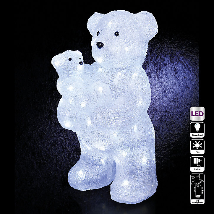 Décoration de noël lumineuse extérieure maman et bébé ours