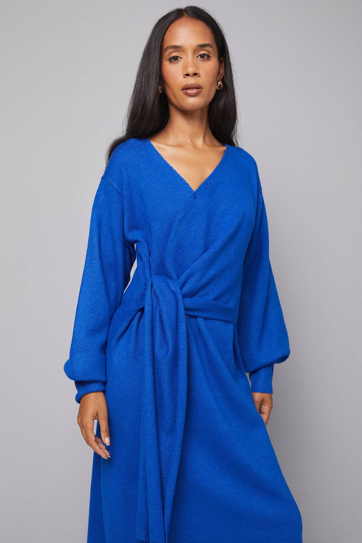 Wallis Robe Midi Tricotée Portefeuille Décontractée