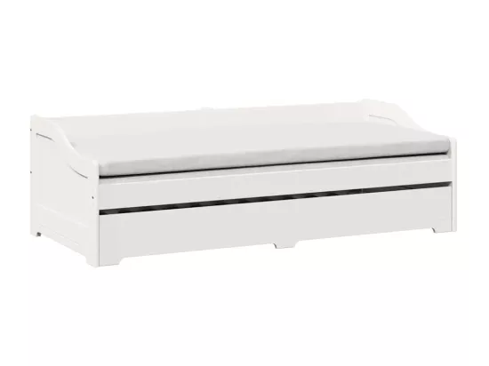 Lit de jour avec gigogne sans matelas IRUN blanc 90x200 cm