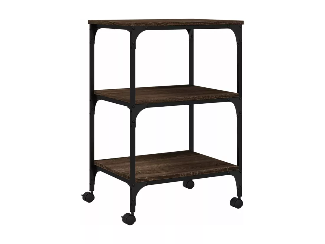 Support d'imprimante à 3 niveaux chêne marron 50x41x75 cm