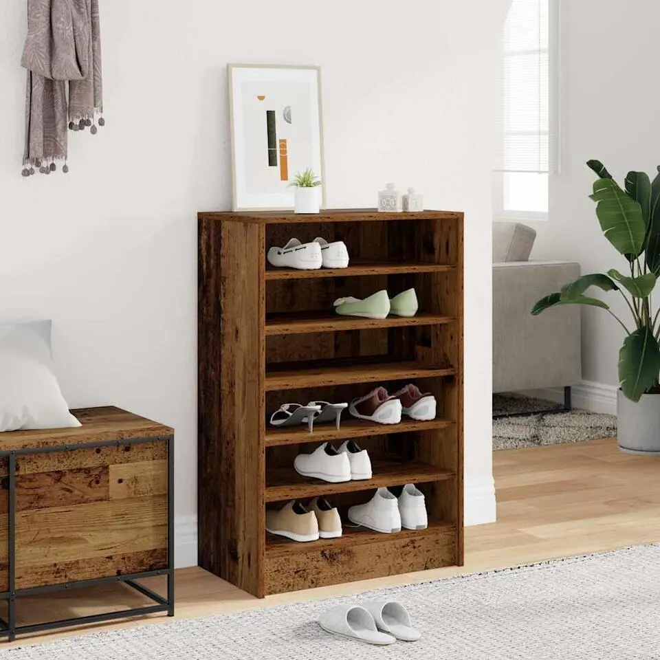 vidaXL - 6-laags Schoenenkast 12 paar - Oud hout - 60x35x92 cm