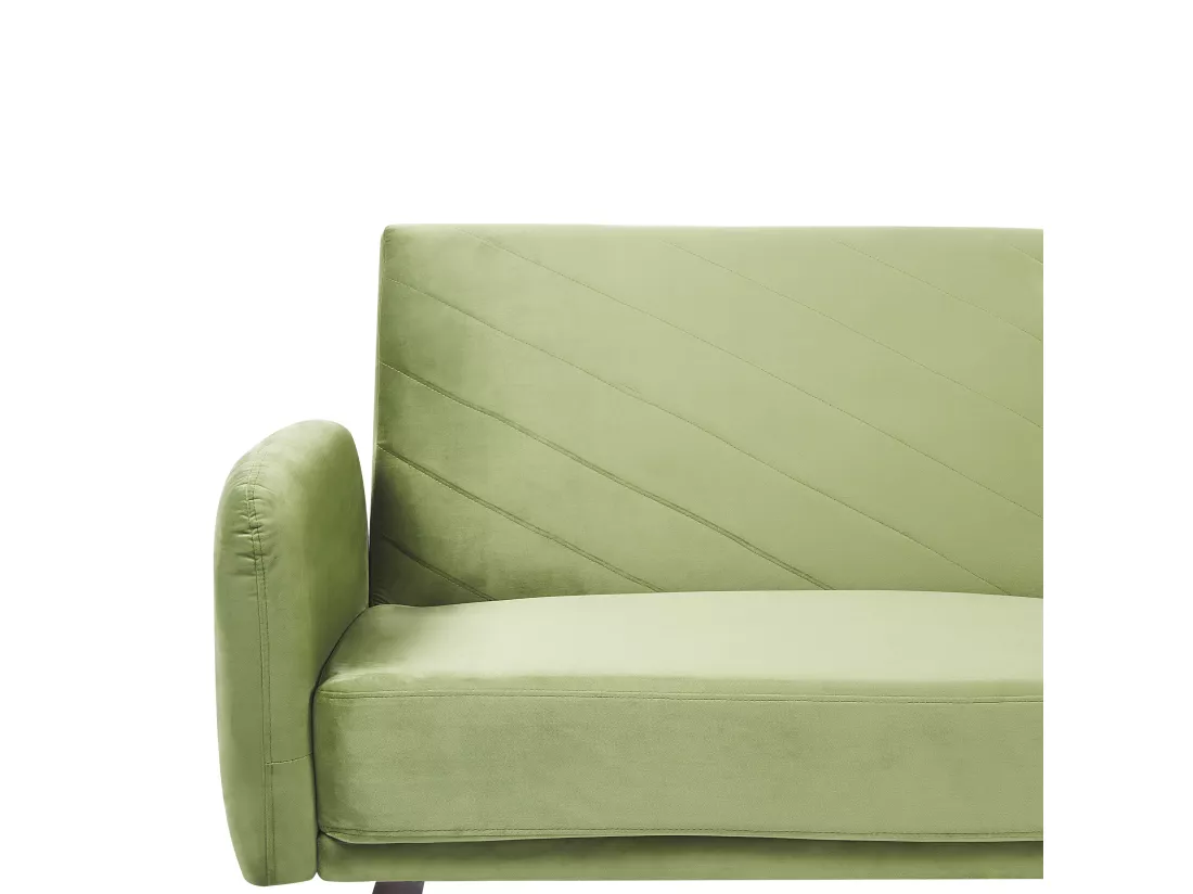 Canapé convertible 3 places en velours vert olive SENJA