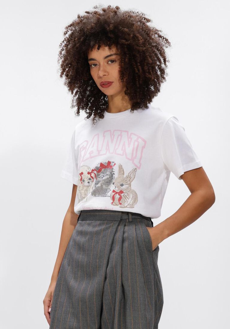 witte ganni tops & t-shirts jersey cure animals