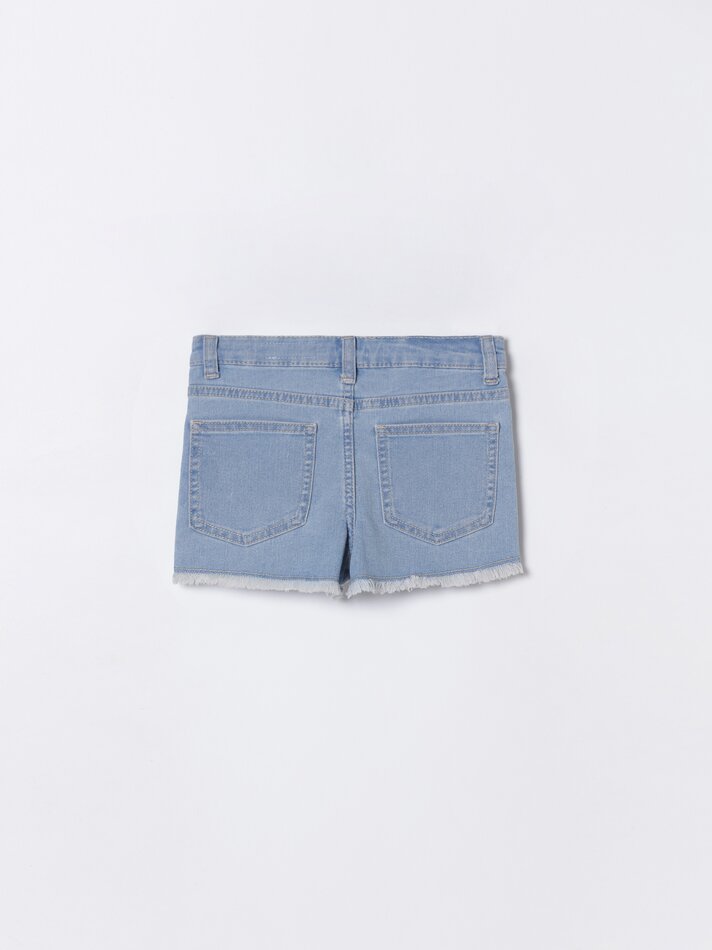 Shorts jeans rasgados - Azul índigo claro